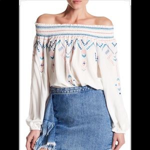 Parker Smocked Off-the-Shoulder Teagan Blouse
